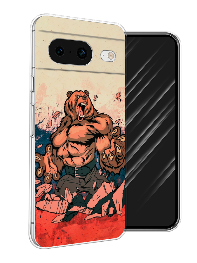 

Чехол Awog на Google Pixel 8 "Медведь с флагом РФ", Коричневый;синий;красный, 271550-2