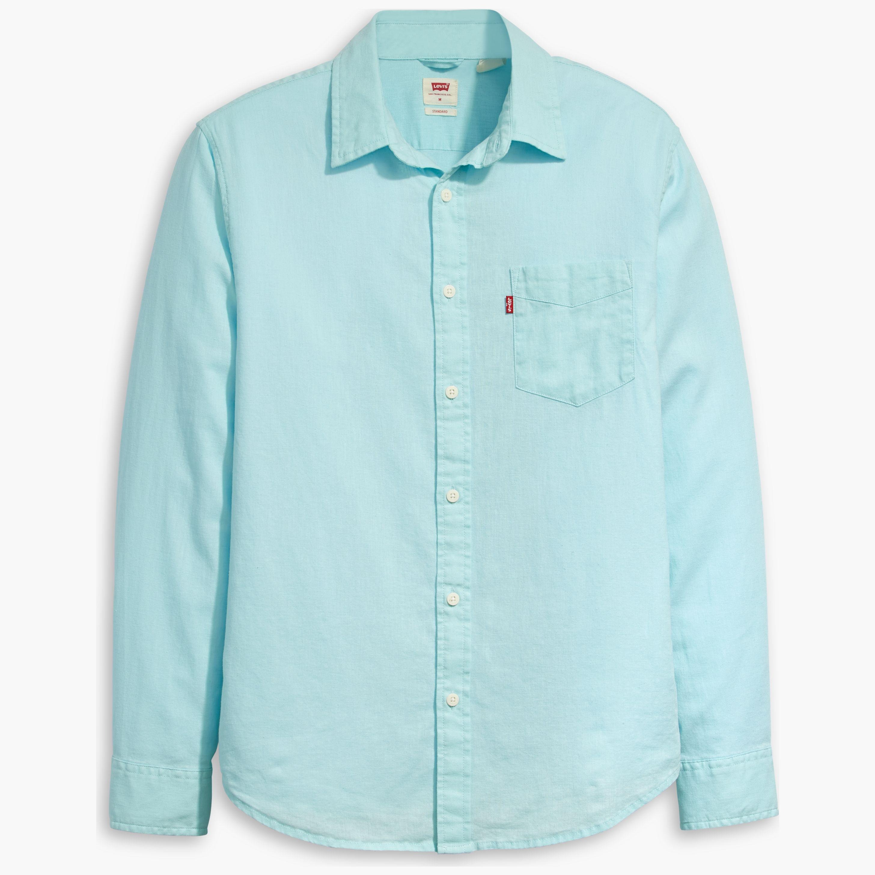 

Рубашка мужская Levi's Men Classic Pocket Standard Fit Shirt голубая S, Голубой, Men Classic Pocket Standard Fit Shirt