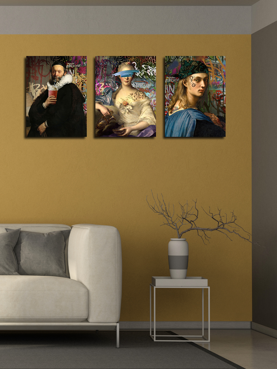 

Картины на холсте Loftime 3 шт портреты мужщины и женщина 30х40 К-518-3040