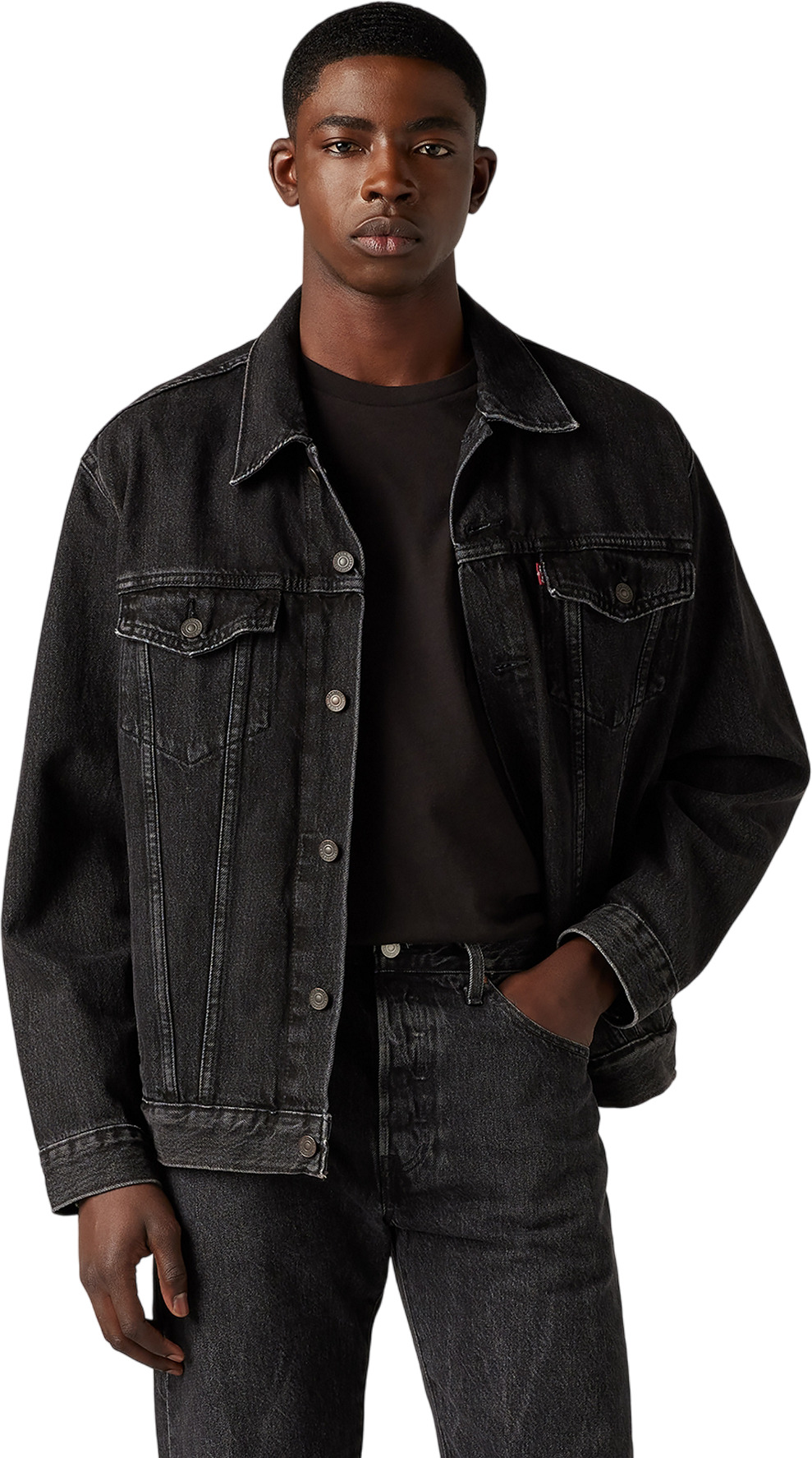 

Джинсовая куртка мужская Levi's Men The Trucker Jacket черная S, Черный, Men The Trucker Jacket