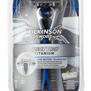 

Станок для бритья с 3 кассетами и подставкой Wilkinson Sword Quattro Titanium Motion, Quattro Titanium Motion