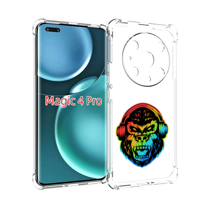 

Чехол MyPads Горилла-в-наушниках для Honor Magic4 Pro, Прозрачный, Tocco