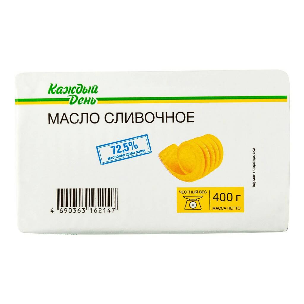 Сладкосливочное масло Каждый День 72,5% 400 г