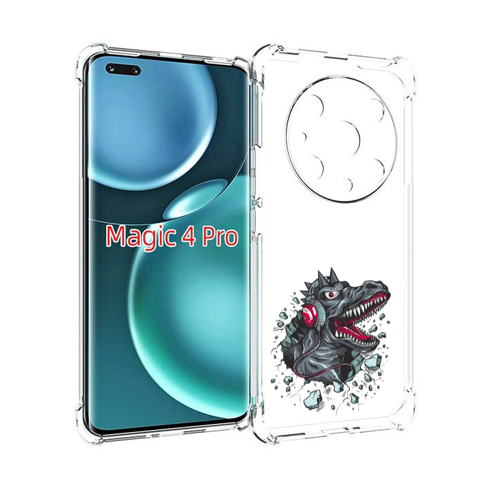 

Чехол MyPads Нарисованный динозавр в наушниках для Honor Magic4 Pro, Прозрачный, Tocco