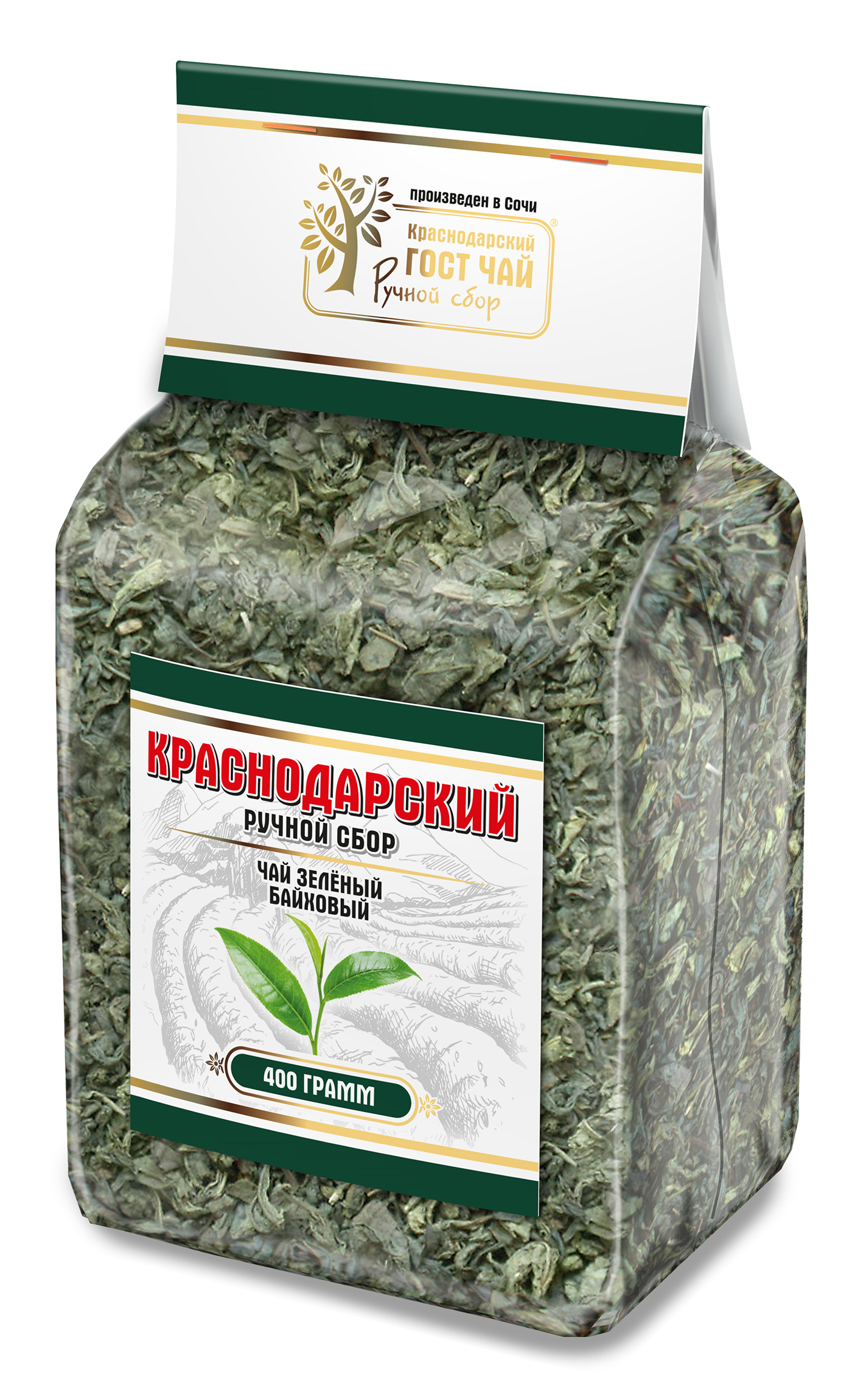Чай зеленый Краснодарский Чай Ручной сбор листовой 400 г