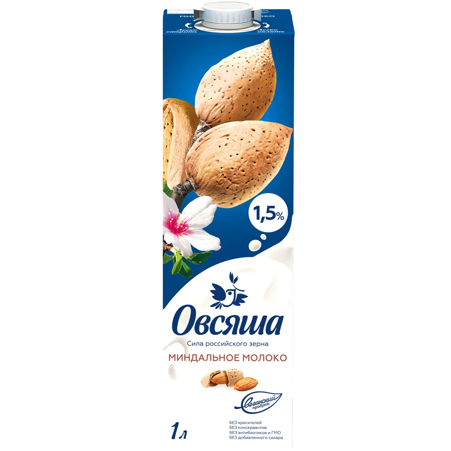 

Напиток овсяно-миндальный Овсяша 1,5% 1 л