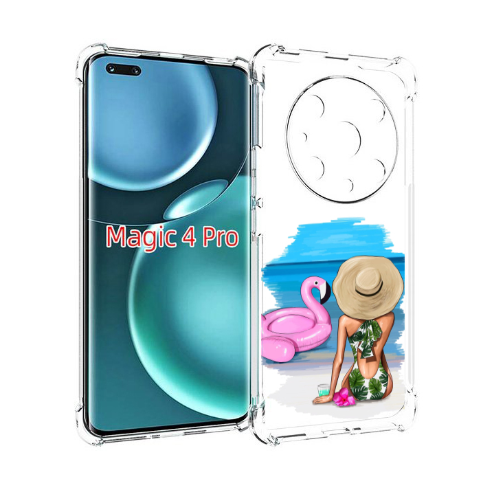

Чехол MyPads Девушка-и-фламинго женский для Honor Magic4 Pro, Прозрачный, Tocco