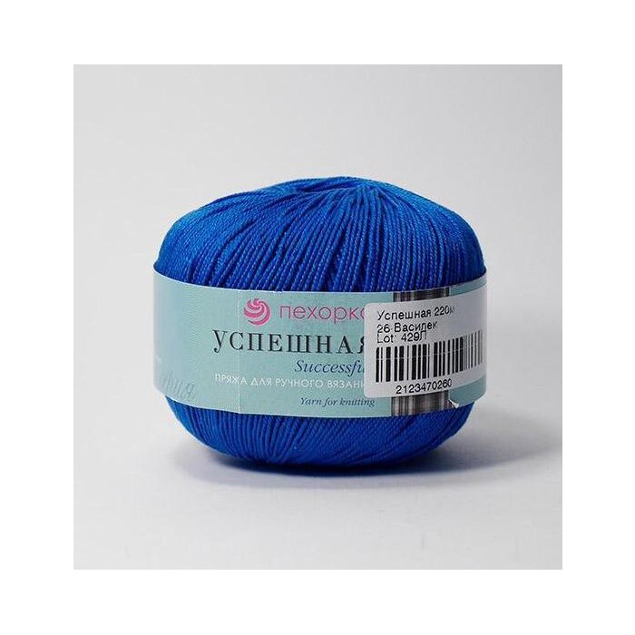 

Пряжа Пехорка Успешная, хлопок мерсеризованный, 10х50 г, 220 м, цвет 004 темно-синий