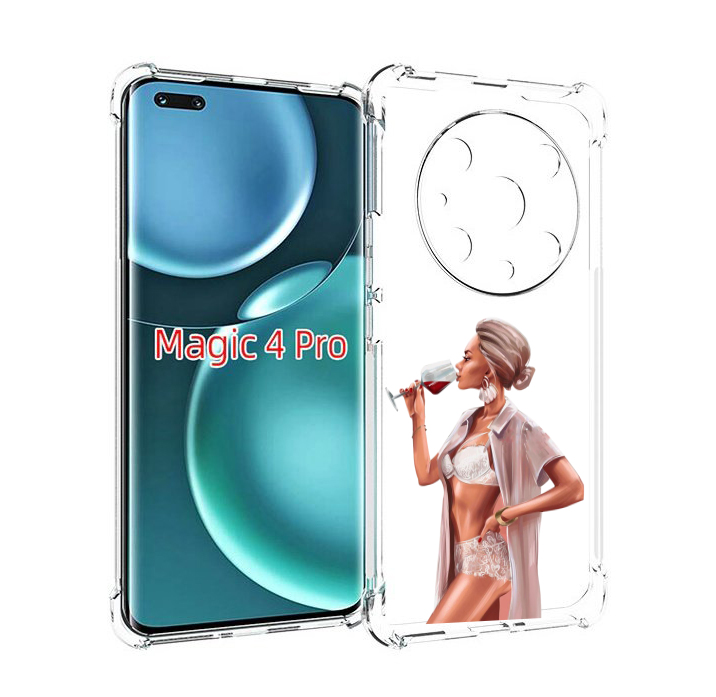 

Чехол MyPads Девушка-с-вином женский для Honor Magic4 Pro, Прозрачный, Tocco