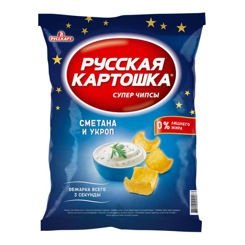 Чипсы картофельные Русская Картошка со вкусом сметаны и укропа 80 г