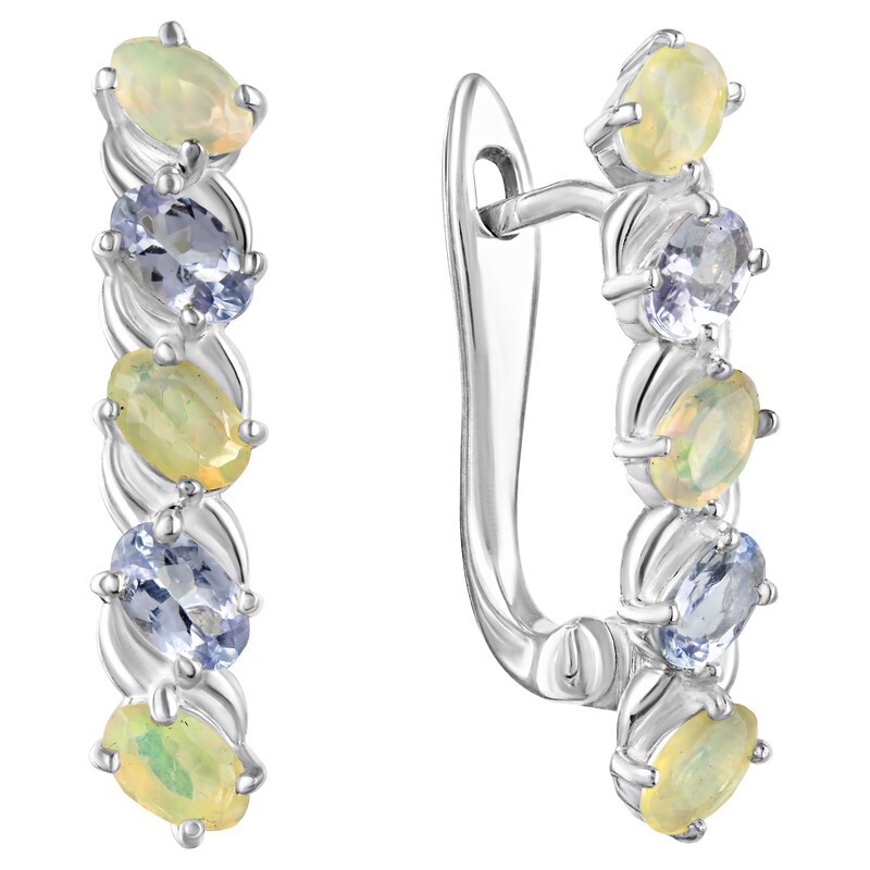 

Серьги из серебра с опалом, танзанитом LAZURIT-ONLINE 8032AG, 8032AG