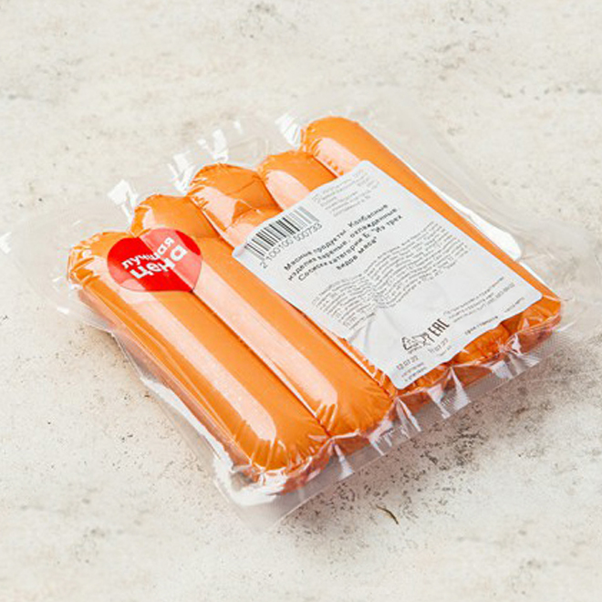 

Сосиски ВкусВилл из трех видов мяса 250 г
