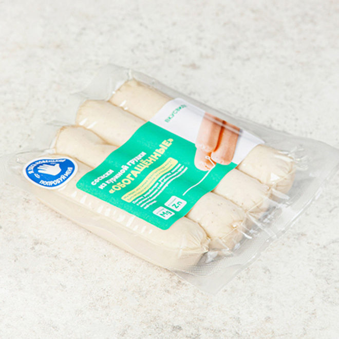 

Сосиски ВкусВилл Обогащенные из куриной грудки 180 г