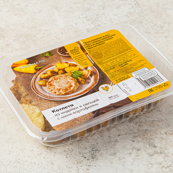 

Котлета ВкусВиллАйс из индейки и овощей с мини картофелем замороженная 250 г