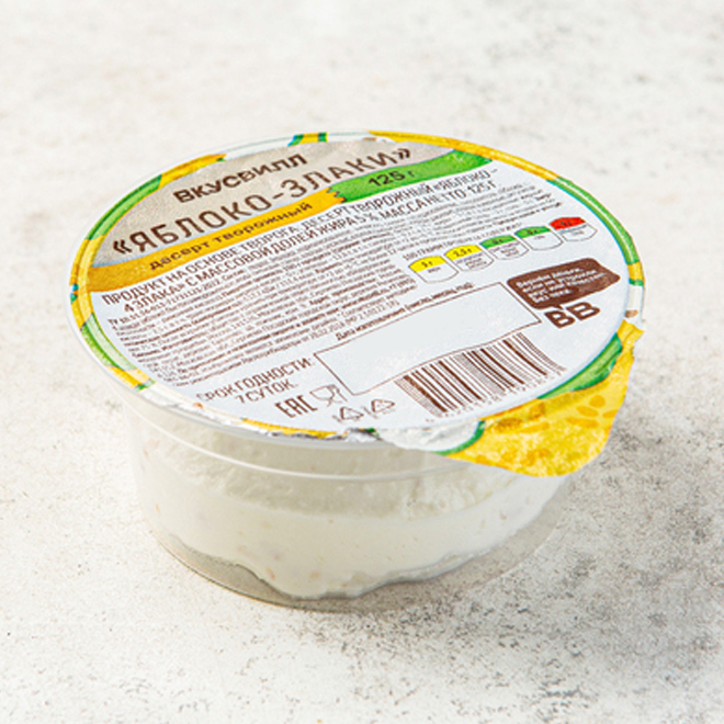 

Десерт творожный ВкусВилл Яблоко-злаки 5% 125 г
