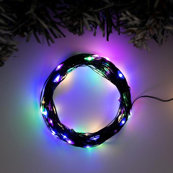 

Светодиодная нить Luazon Lighting Нить роса 10 м разноцветный/RGB, Нить роса