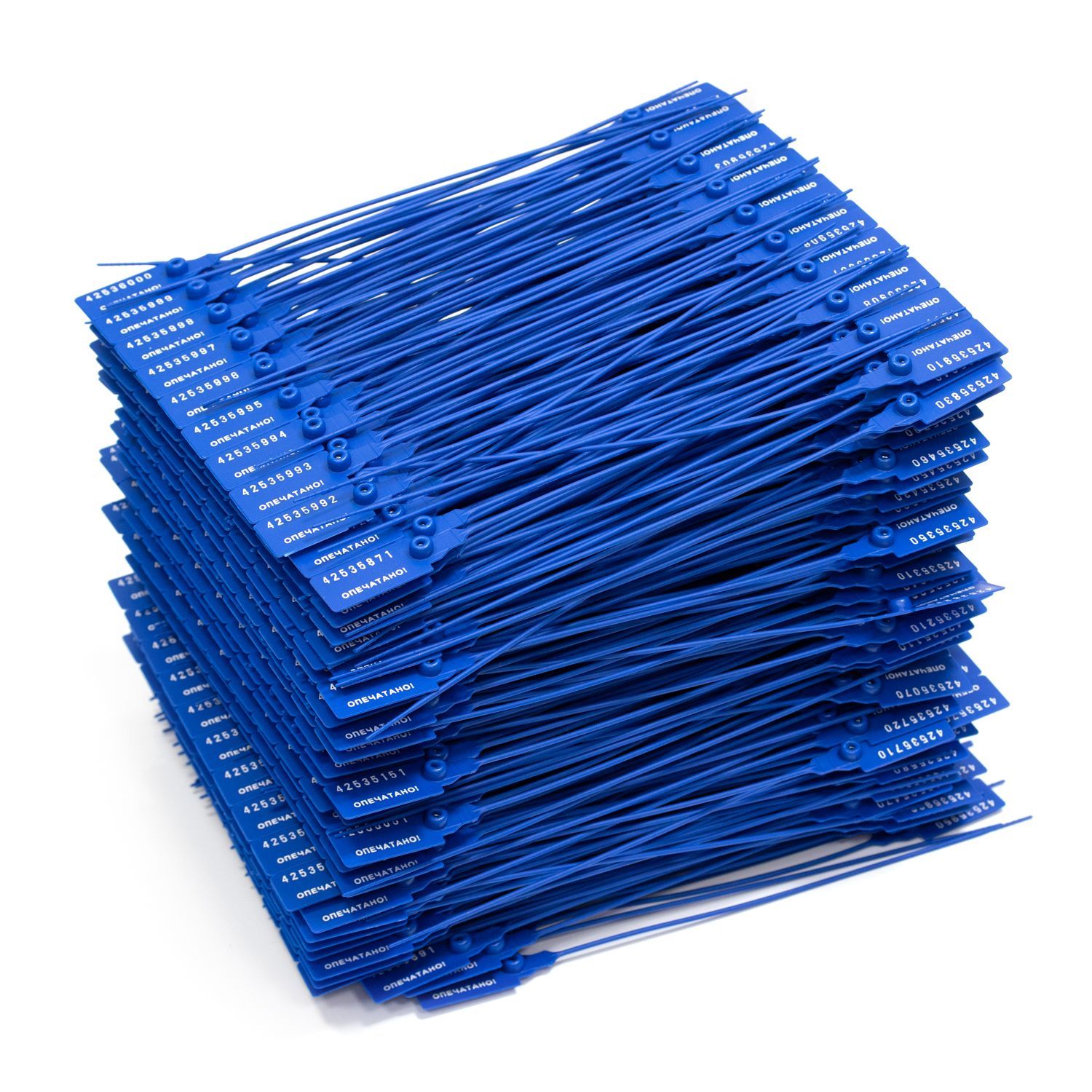 Пломба универсальная номерная, Надежные пломбы, 220 мм, синяя, 500 штук