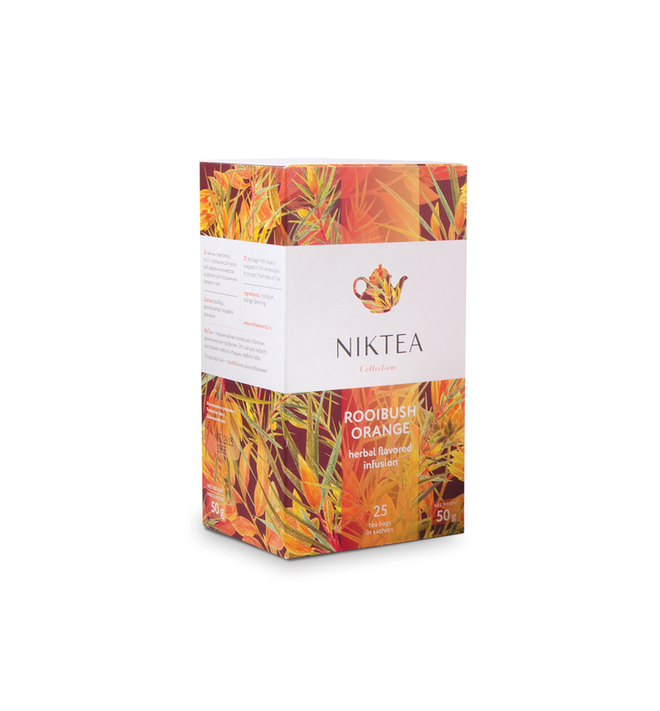 Чай травяной Niktea Rooibush Orange, с ароматом апельсина, 25 пакетиков