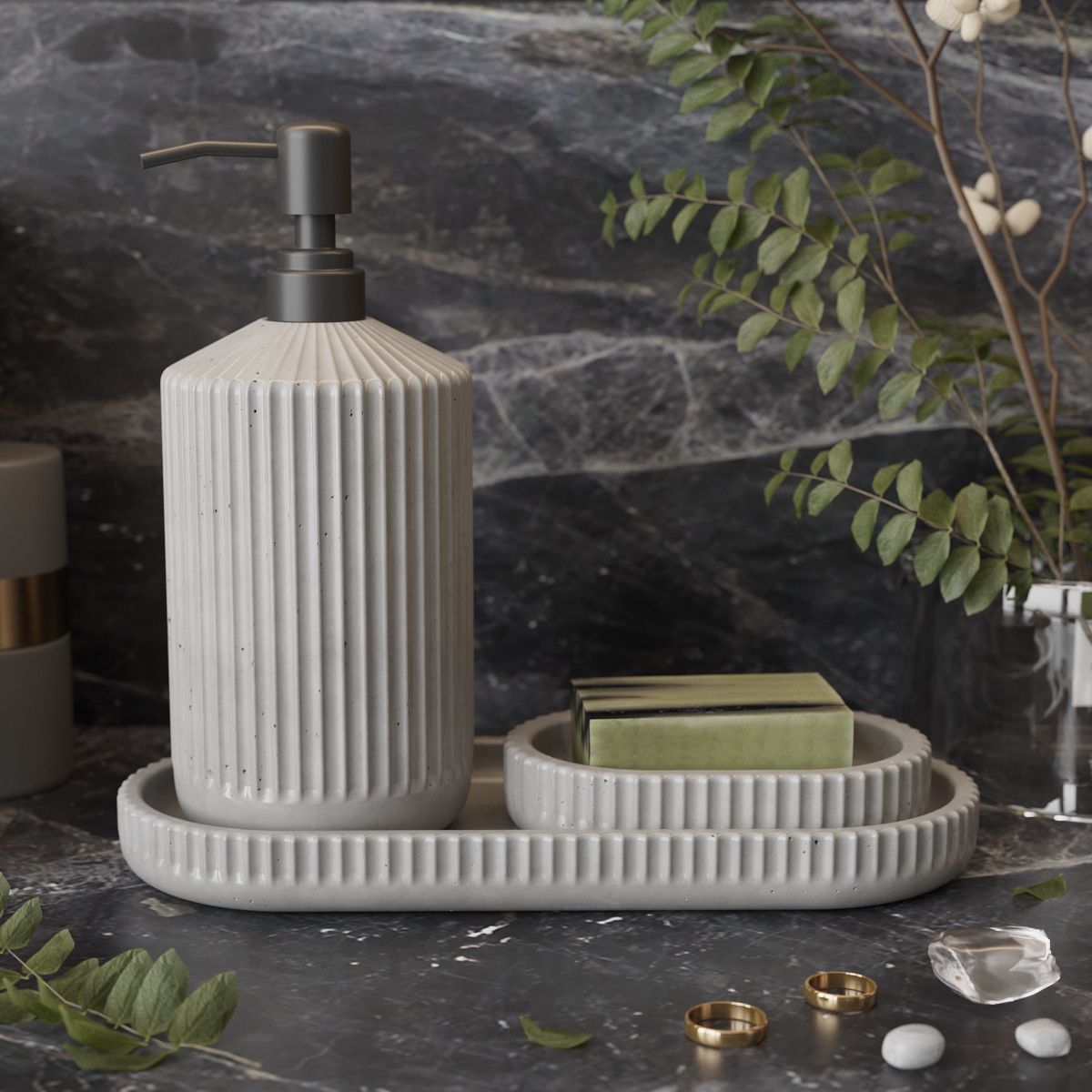 

Набор для ванной MUSKO Chloe 04 бетон серый глянцевый