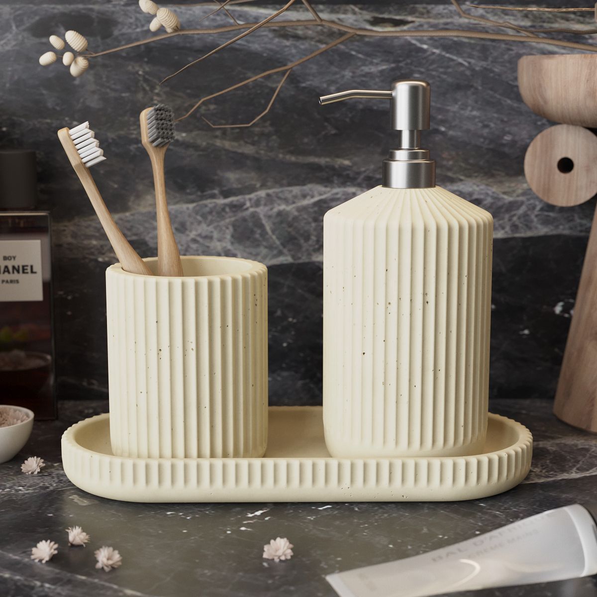 

Набор для ванной MUSKO Chloe 02 бетон кремовый матовый