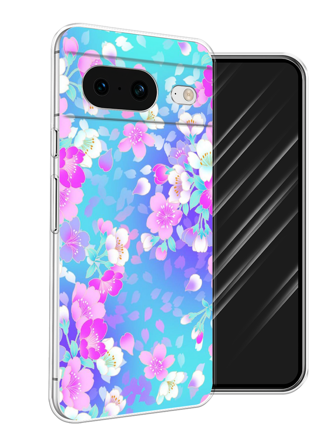 

Чехол Awog на Google Pixel 8 "Яблоневые цветы", Голубой;розовый;белый, 271550-8