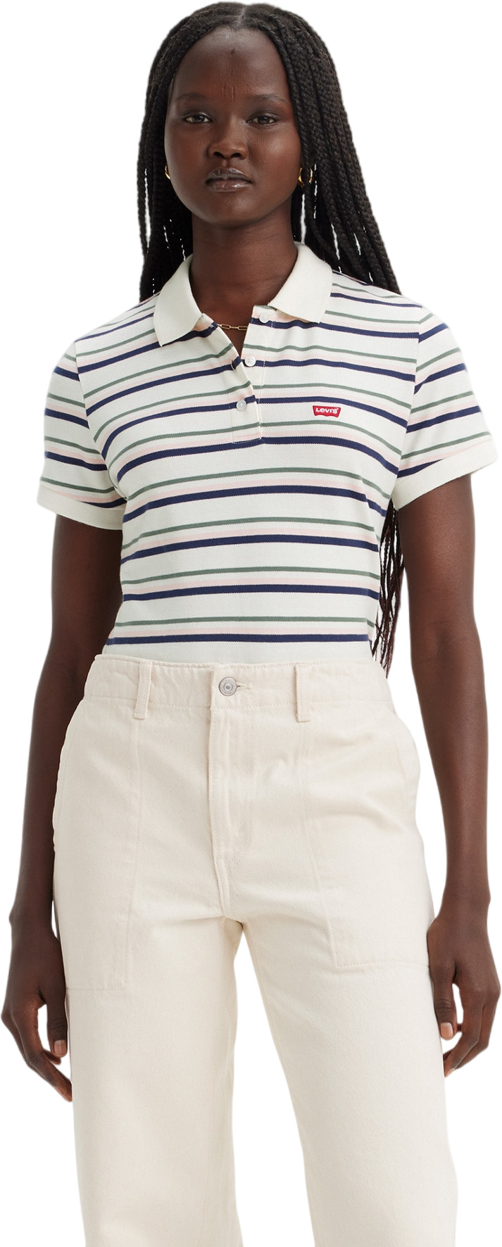 

Футболка женская Levi's SLIM POLO MULTI-COLOR белая XS, Белый, SLIM POLO MULTI-COLOR