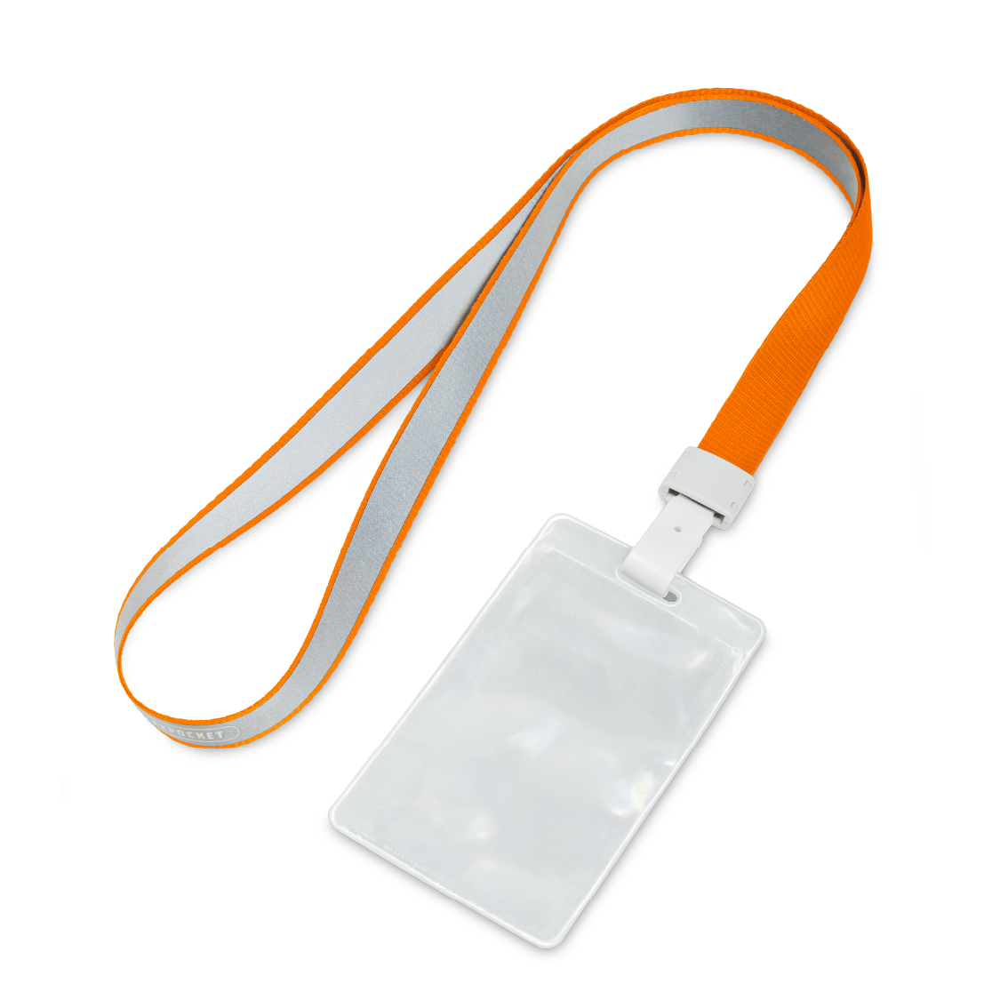 Лента для бейджа с карманом для карты, пропуска, светоотражающий Flexpocket оранжевый