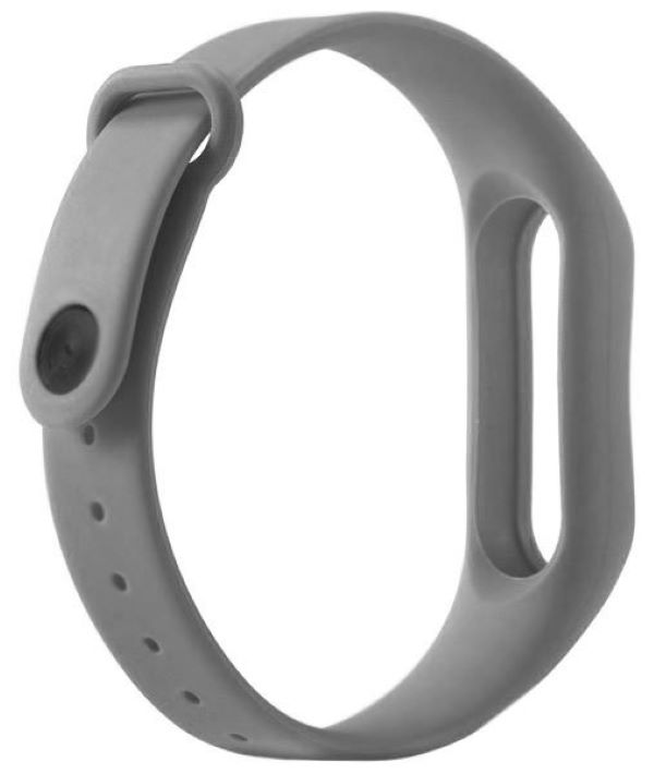 

Ремешок силиконовый для Xiaomi Mi Band 3/4 (17), серый металлик, на кнопке