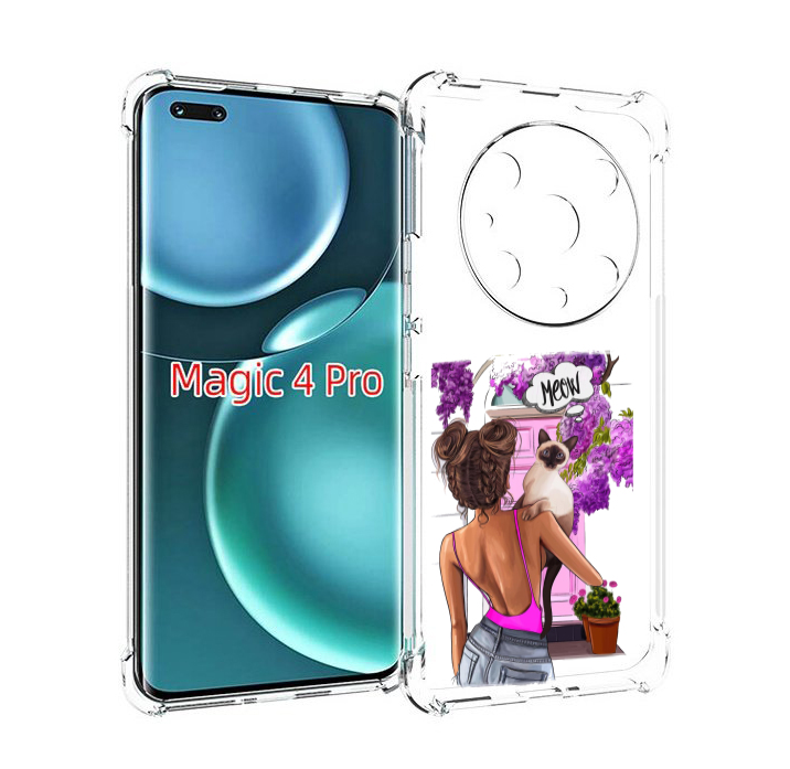 

Чехол MyPads Девушка-с-котиком женский для Honor Magic4 Pro, Прозрачный, Tocco