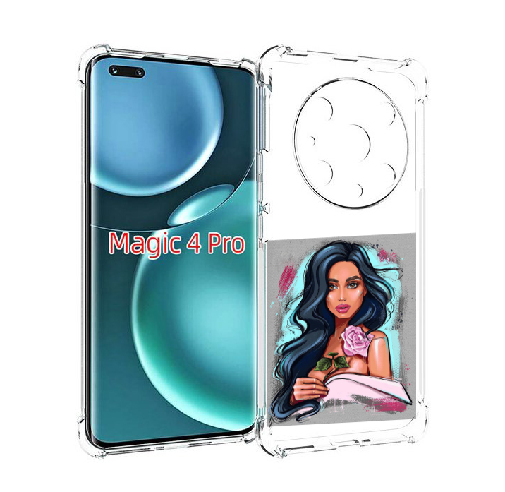 

Чехол MyPads Девушка-с-розовой-розочкой женский для Honor Magic4 Pro, Прозрачный, Tocco