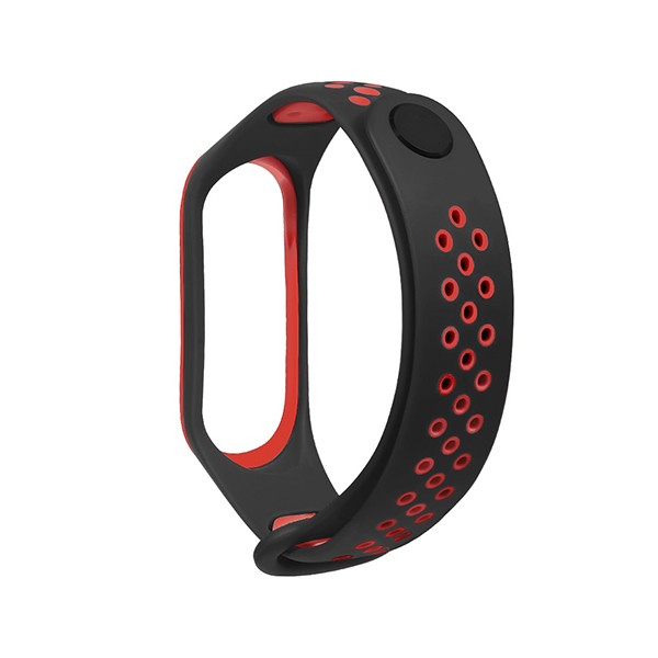 

Ремешок силиконовый перфорированный NK для Xiaomi Mi Band 3/4 (7), черный+красный,