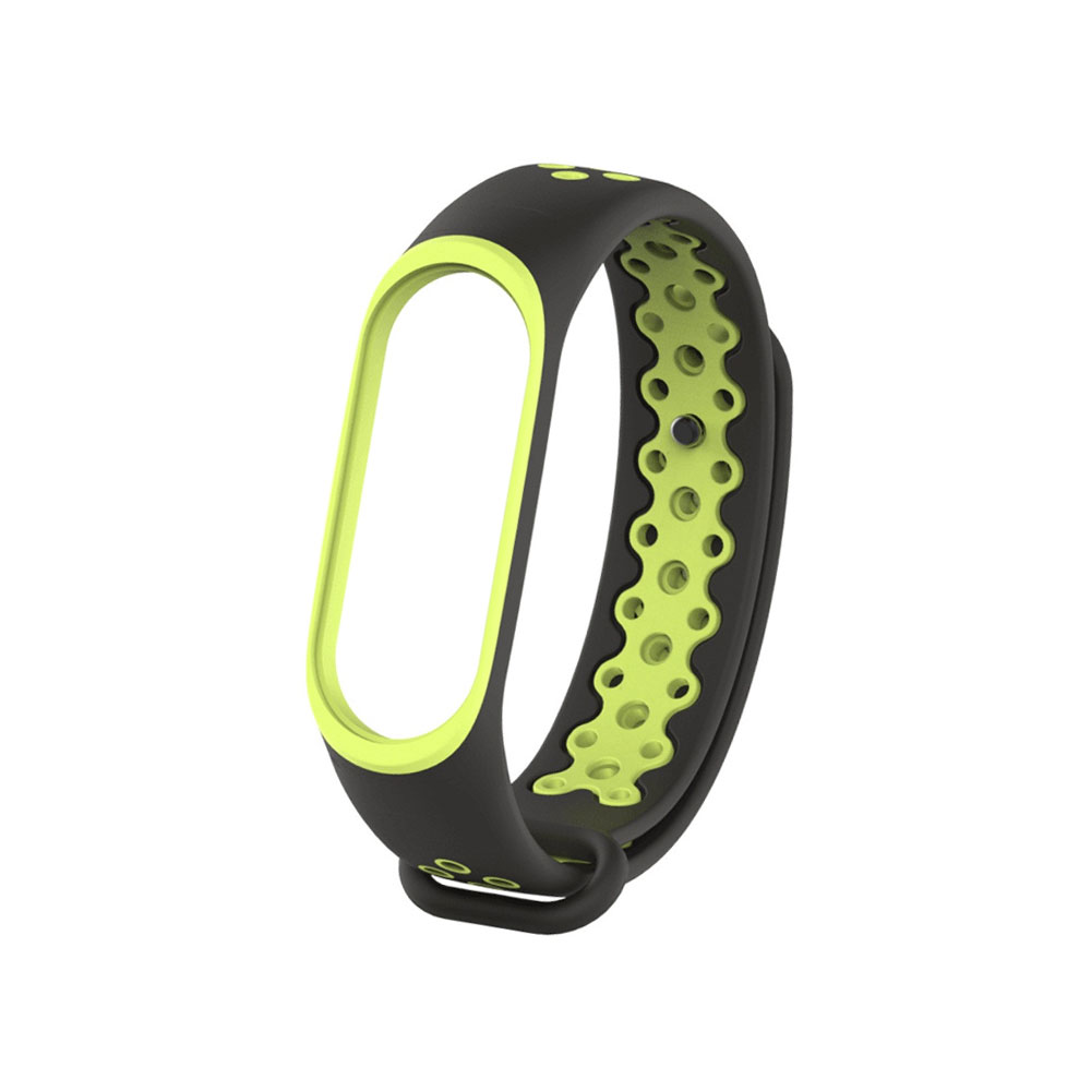 

Ремешок силиконовый перфорированный NK для Xiaomi Mi Band 3/4 (8), черный+зеленый,