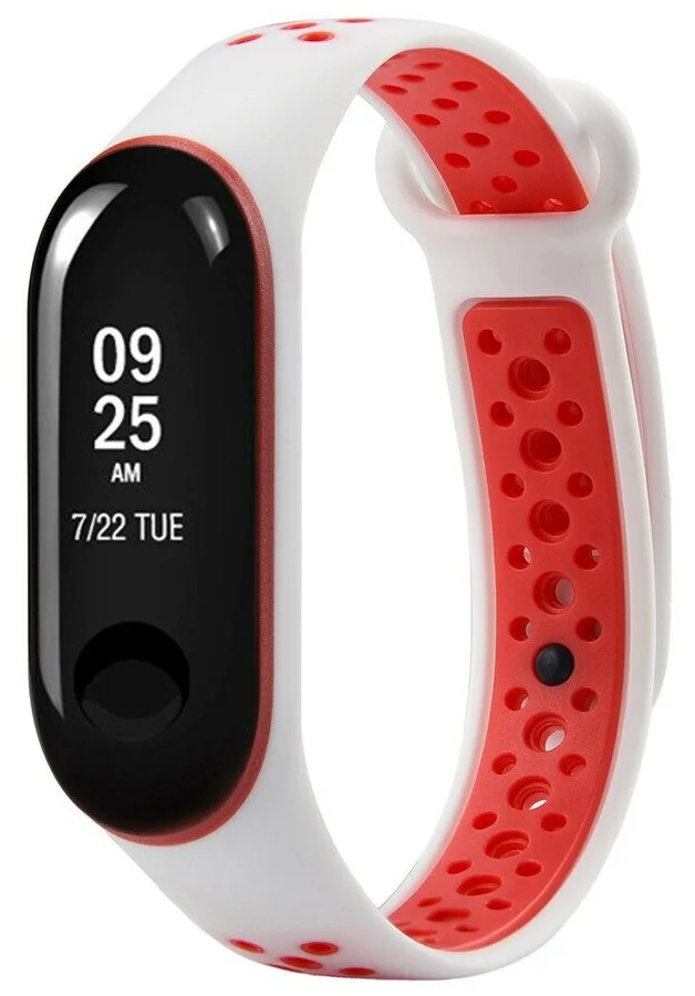 

Ремешок силиконовый перфорированный NK для Xiaomi Mi Band 3/4 (6), белый+красный,