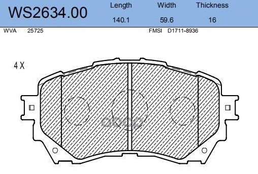 

Колодки Тормозные Дисковые | Перед | Ws2634.00 Nsii0016899105 JEENICE арт. WS263400