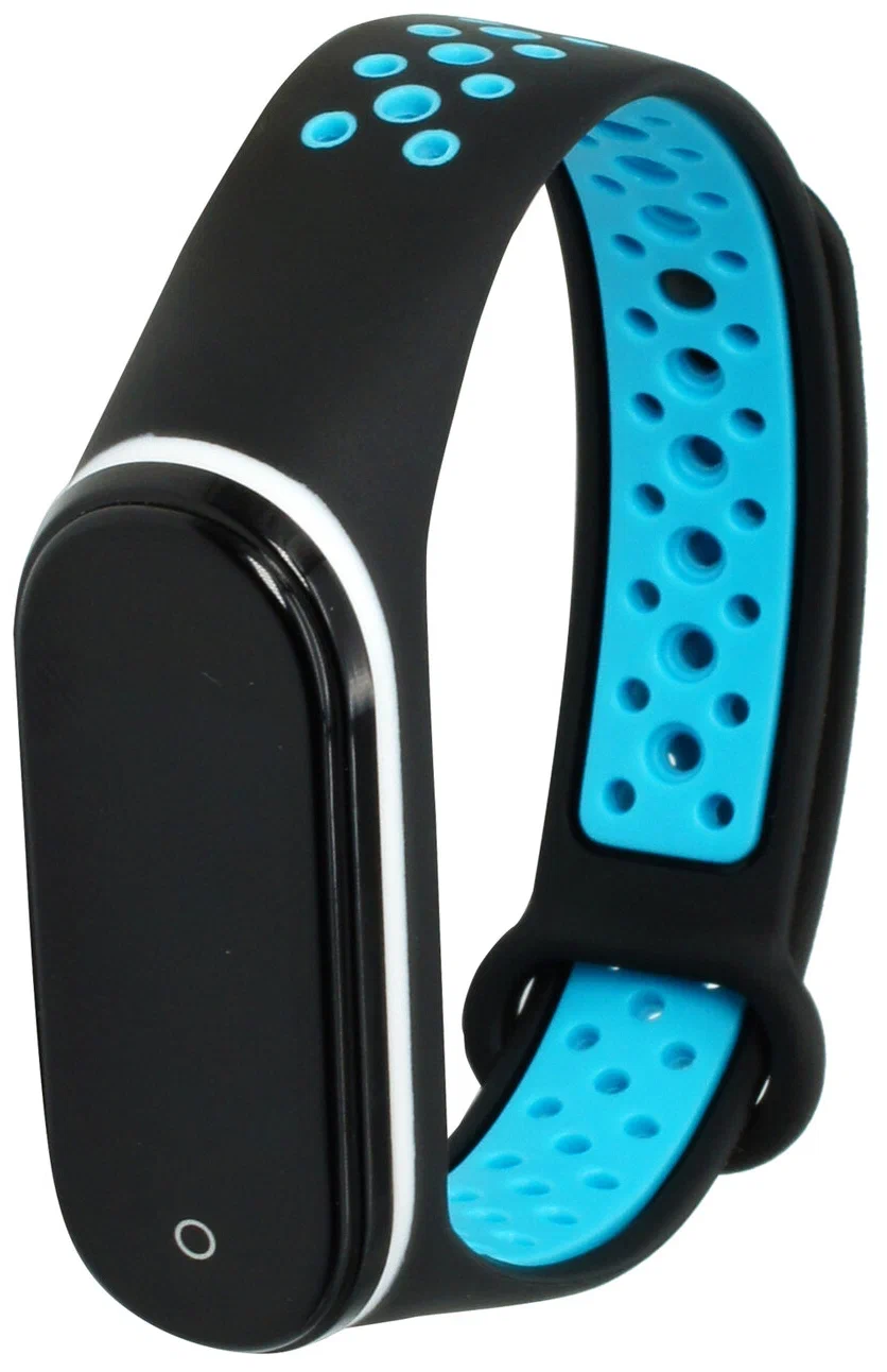 

Ремешок силиконовый перфорированный NK для Xiaomi Mi Band 3/4 (2), черный+синий, н