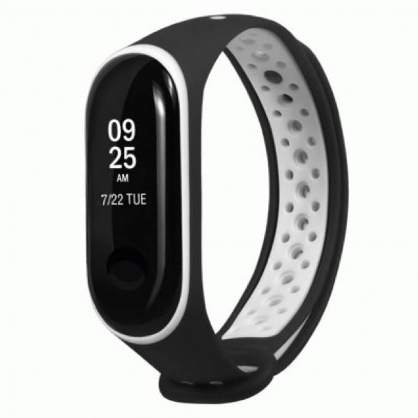 

Ремешок силиконовый перфорированный NK для Xiaomi Mi Band 3/4 (11), синий+белый, н