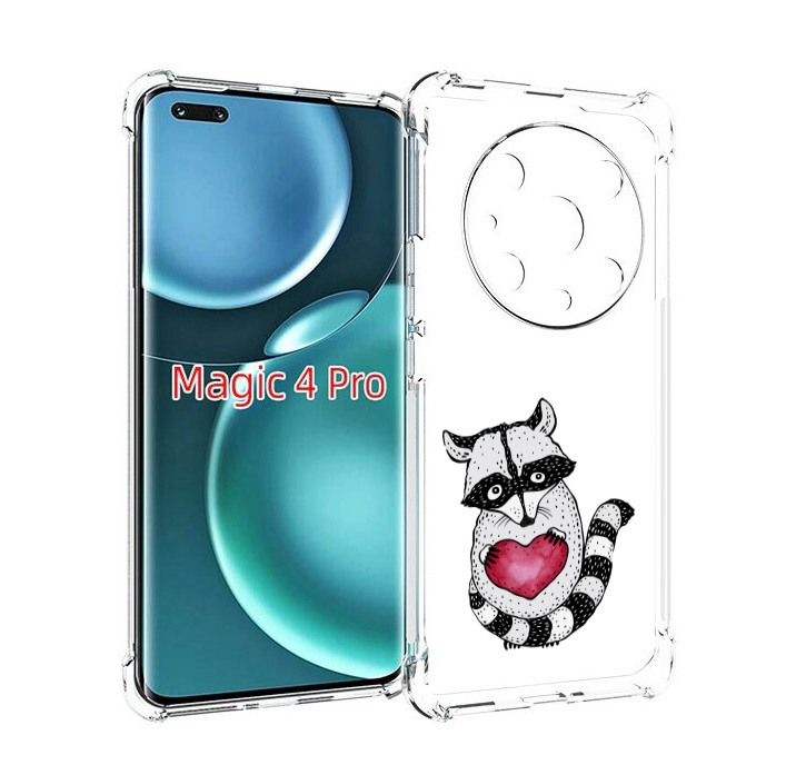 

Чехол MyPads Енот с сердечком для Honor Magic4 Pro, Прозрачный, Tocco