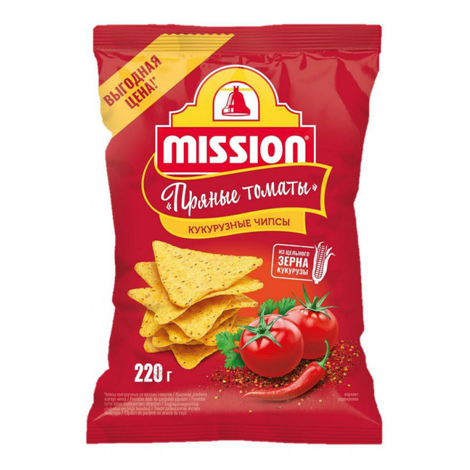 

Чипсы кукурузные Mission пряные томаты 220 г