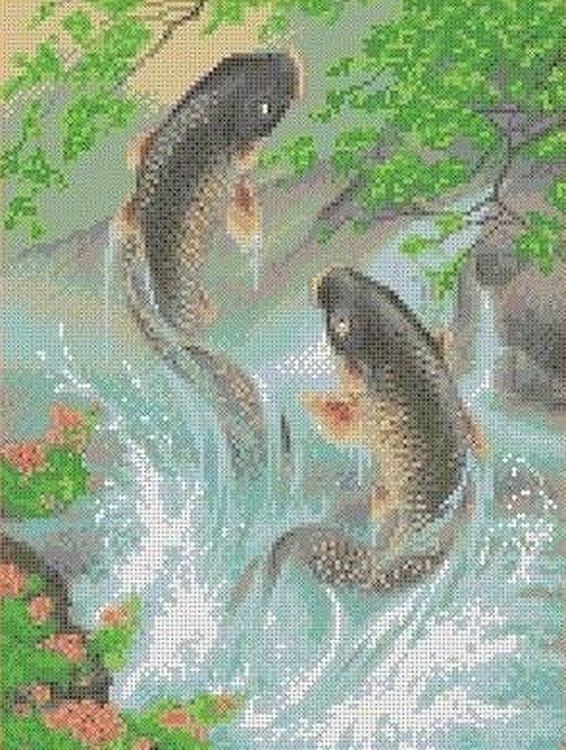 

Рисунок на ткани «Два карпа»