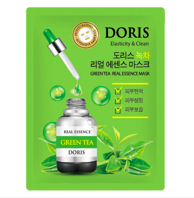 Маска для лица Jigott Doris Green Tea Real Essence Mask с экстрактом зеленого чая 25 мл
