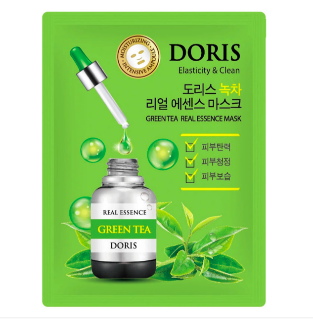 Маска для лица Jigott Doris Green Tea Real Essence Mask с экстрактом зеленого чая 25 мл jigott doris тканевая маска для лица зеленый чай green tea real essence mask