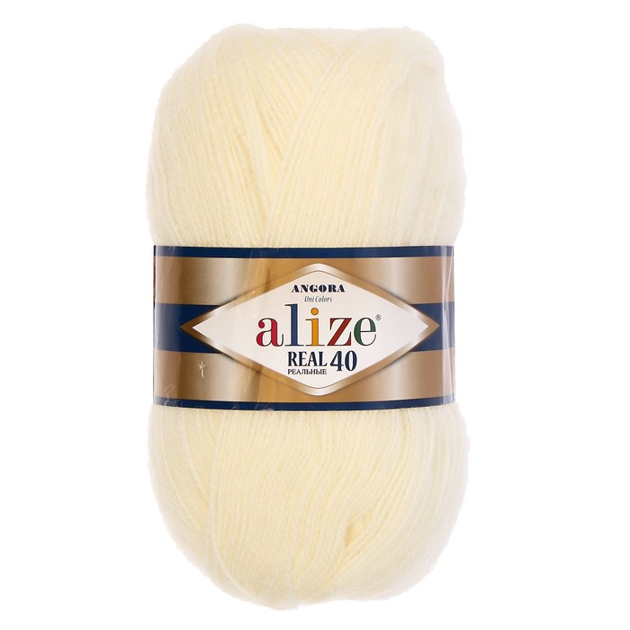 

Пряжа ALIZE "Angora real 40", 480 мх100 г, 01 кремовая, Бежевый