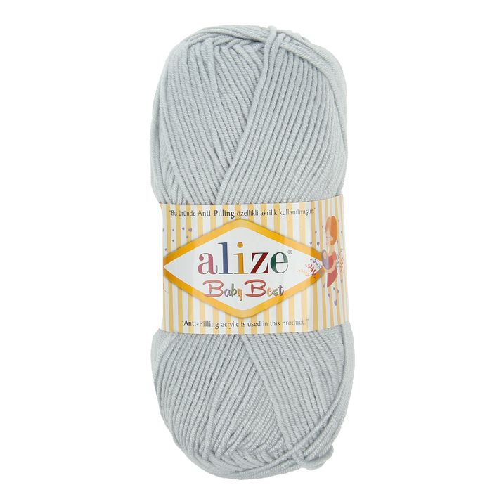 

Пряжа ALIZE "Baby Best", 240 мх100 г, 224 светло-серая, Серый