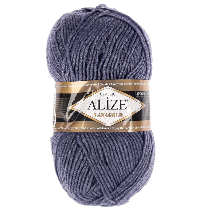 

Пряжа ALIZE "Lanagold", 51% акрил, 49% шерсть, 240 мх100 г, 203 джинсовый меланж, Синий