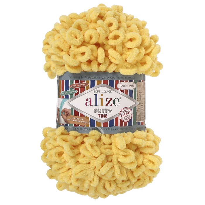 

Пряжа ALIZE "Puffy fine", 100% микрополиэстер, 14,5 мх100 г, 113 желтая, Желтый
