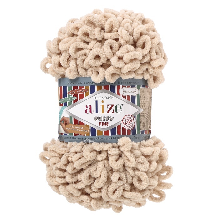 

Пряжа ALIZE "Puffy fine", 100% микрополиэстер, 14,5 мх100 г, 310 медовая, Бежевый
