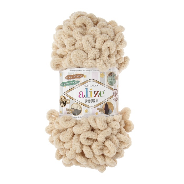 

Пряжа ALIZE "Puffy", 100% микрополиэстер, 9 мх100 г, 310 светло-бежевая, Бежевый