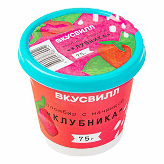 

Мороженое пломбир ВкусВилл клубника БЗМЖ 75 г