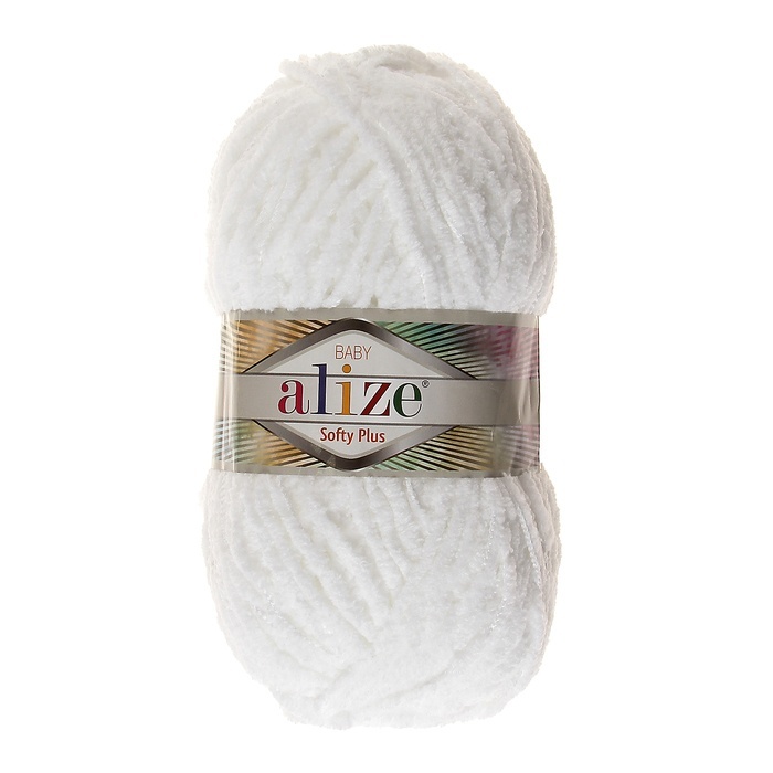 

Пряжа ALIZE "Softy Plus", 100% микрополиэстер, 120 мх100 г, 55 белая, Белый