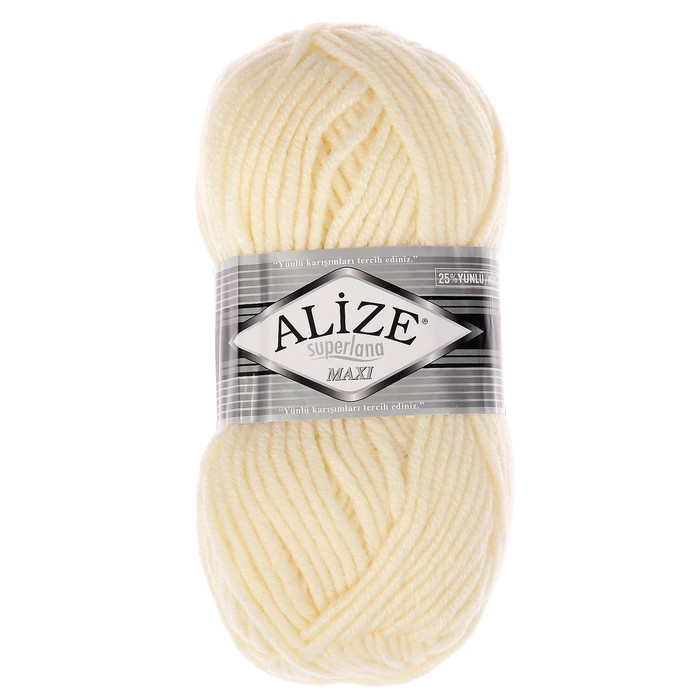 

Пряжа ALIZE "Superlana Maxi", 100 мх100 г, 01 кремовая, Бежевый